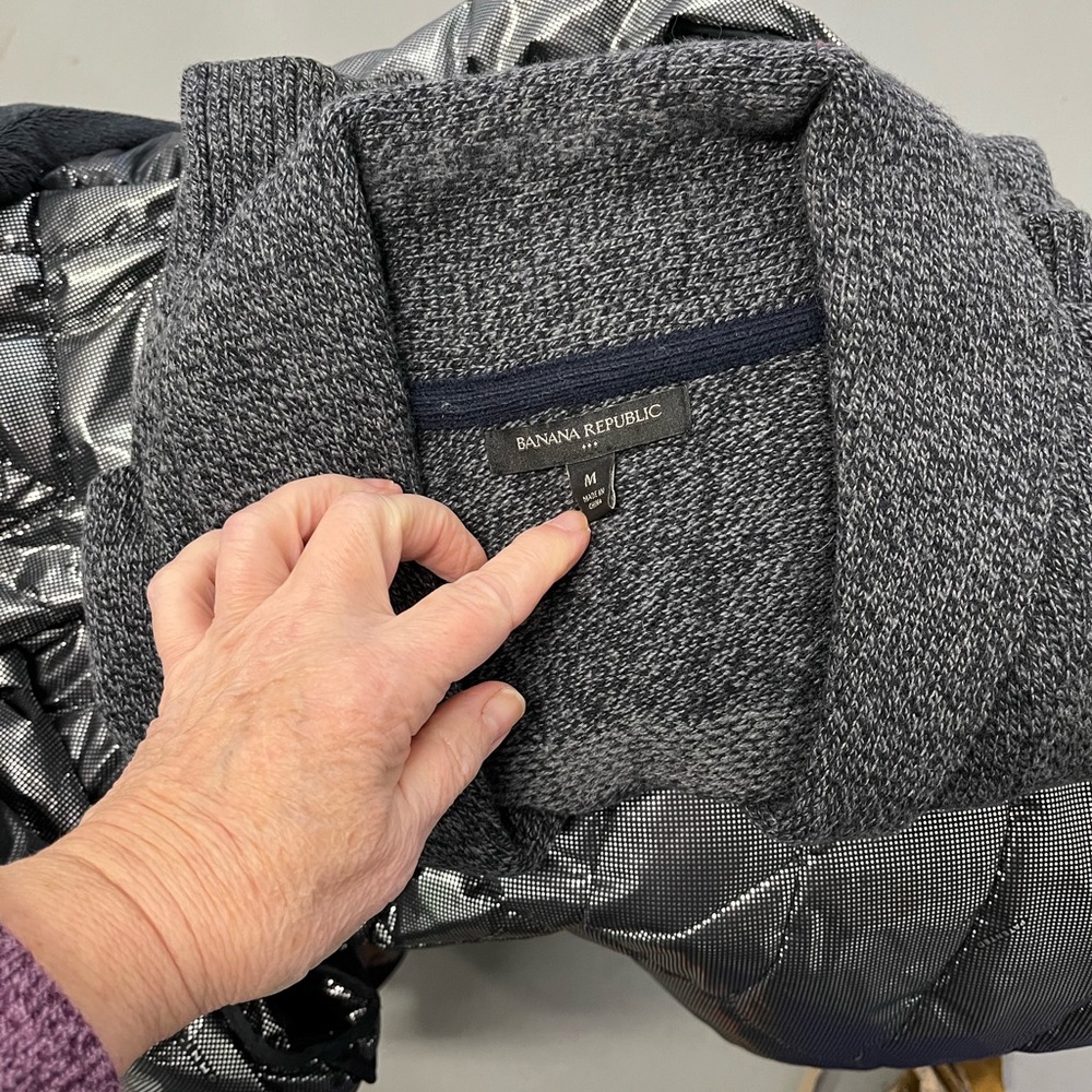 NWOT Grey Banana Republic Cotton‑Wool‑Nylon Knit Sweater — M